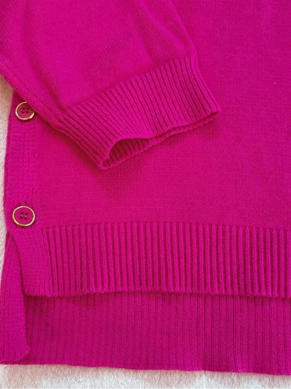 Aqua x Kerri Rosenthal Collab Hot Pink Crewneck Sweater with Heart Patch Sz XL - Picture 7 of 9